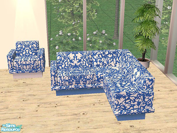 Sims 2 — Sectional blue coral by linegud — Love those sectional sofas but want to spice them up a little... Then choose