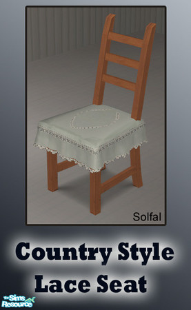 Sims 2 — CountryStyleLaceSeat by solfal — Lace seat colour option for my country dining chair