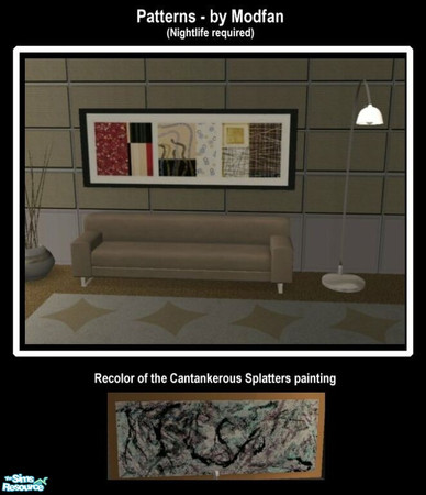 Sims 2 — Patterns - by Modfan by modfan — Recolor of the "Cantankerous Splatters" painting from Nightlife.