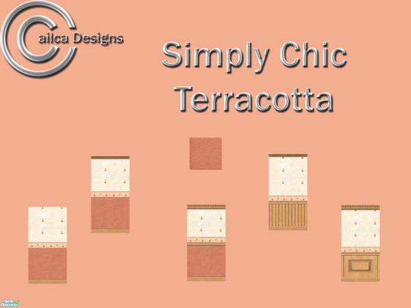 Sims 2 — Simply Chic Terracotta Wall Set by Cailca — A set of walls with terracotta detail and matching carpet. Also