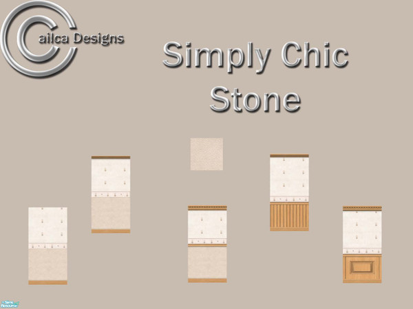 Sims 2 — Simply Chic Stone Wall Set by Cailca — A set of walls with stone detail and matching carpet. Also available in
