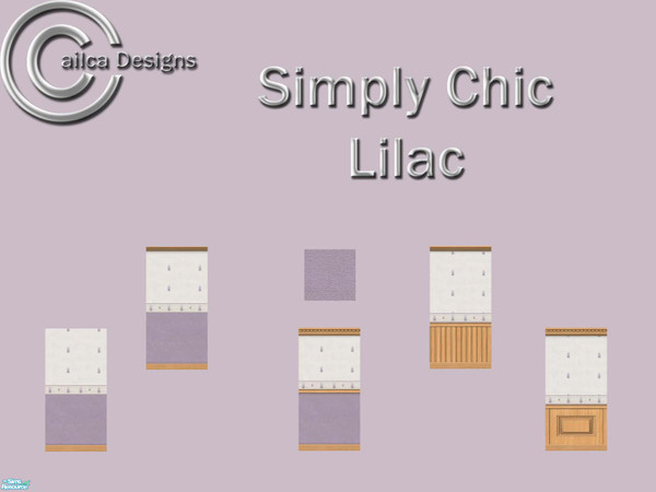 Sims 2 — Simply Chic Lilac Wall Set by Cailca — A set of walls with Lilac detail and matching carpet. Also available in