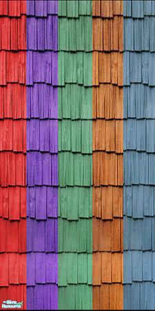 Sims 2 — Wood Shingle Siding Collection set 1 by Eboluh — Gorgeous collection of 5 wood shingle siding, works beautifully