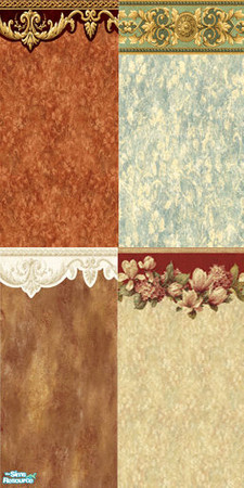 Sims 2 — Victorian Wallpaper with Trim set 1 by Eboluh — Gorgeous set of 4 Victorian wallpapers with trim! Hope you