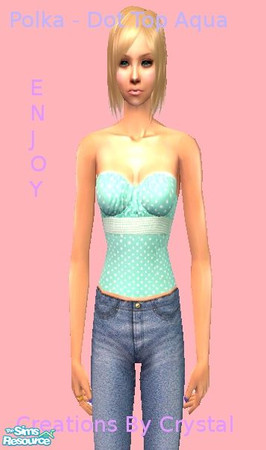 Sims 2 — Polka-Dot Top (Aqua) by crystal_89 — This is a mesh free Aqua Polka - Dot Top, i hope you enjoy! :D Crystal