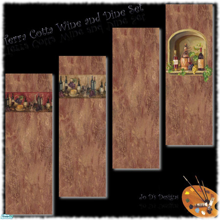 Sims 2 — Terra Cotta Wall Collection by simmaniac2005 — This is a wall set with a terra cotta like base and wine borders