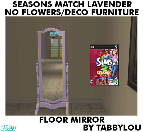 Sims 2 — TL - SM NoFlowersDeco Lavender MirrorFloor by TabbyLou — Rustic Glass Floor Mirror recolor with No Flowers/Deco