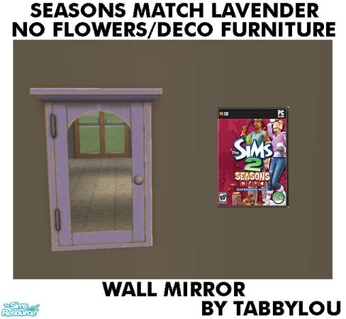 Sims 2 — TL - SM NoFlowersDeco Lavender MirrorWall by TabbyLou — The CabiMirror wall mirror recolor with No Flowers/Deco
