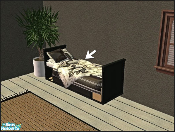 Sims 2 — Chrissy Surfer Bed in Black - Bottom bed bedding by ~Monica~ — Enjoy ;)