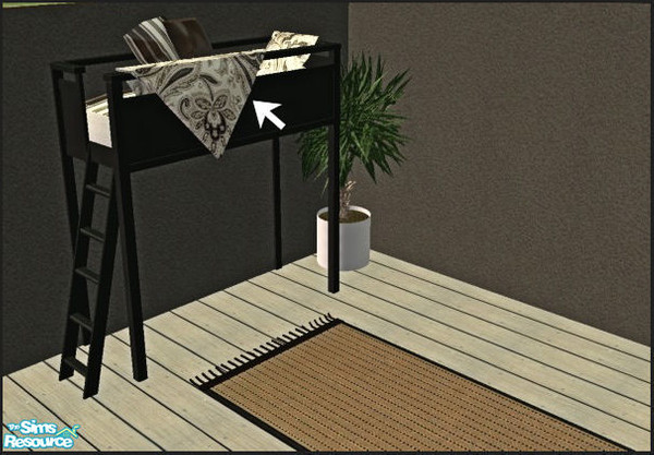 Sims 2 — Chrissy Surfer Bed in Black - Top bunk bedding by ~Monica~ — Enjoy ;)