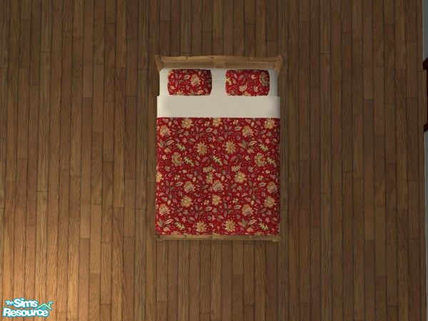 Sims 2 — Country Floral Bedding - Red Floral by bethbrit — A set of bedding inspired by the country. No mesh needed.