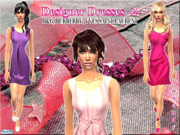 Sims 2 — Designer Dresses 2  by wwendy — Second part of the \"Designer Dresses\". D&G, Yves Saint Lauren
