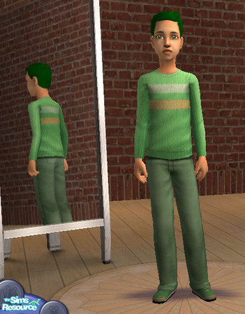 Sims 2 — Green Sweater Outfit for Boys by MetraGnome — I decided to recolor one of the Maxis sweater outfits green. No