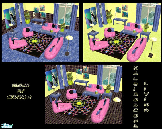 Sims 2 — TC93- Kaleidoscope Living Room by mom_of2boyz — A recolor of SophiaLivingRoom by simaddict99 for TC93.Textures