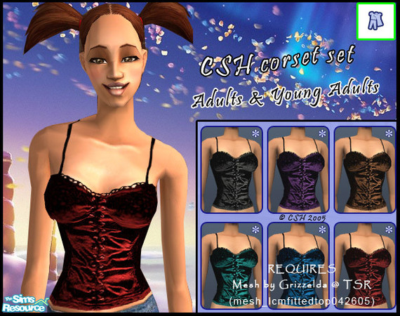 Sims 2 — CSH A corset set by Fairysunlight — Simply irresistible. A must-have for every night date : satin top available