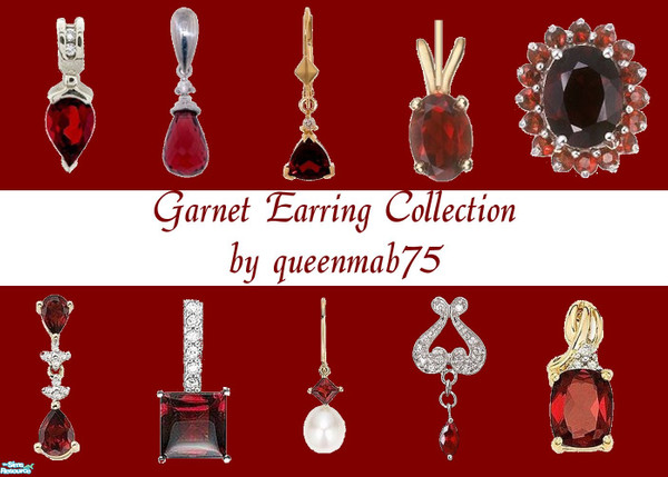 Sims 2 — Garnet Earring Collection by queenmab75 — Garnet earrings for your Sims!
