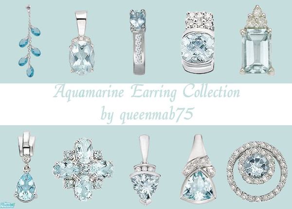 Sims 2 — Aquamarine Earring Collection by queenmab75 — Aquamarine earrings for your Sims!
