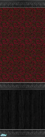 Sims 2 — Gothic Wall 3 by Simaddict99 — The look of black lace over deep, rich red accented with carved, black wood