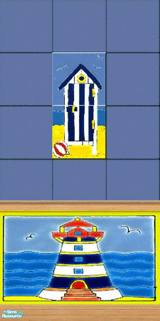 Sims 2 — Beach Tile 3 by TSR Archive — Part of a set of Beachy Bathroom Tiles. ** TSRAA Member **