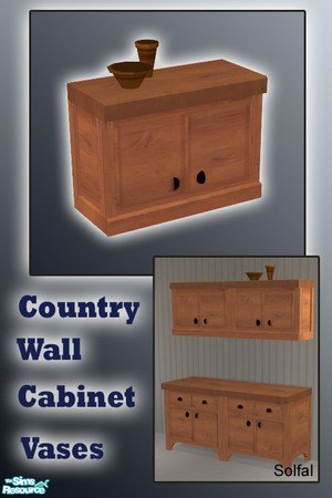 Sims 2 — Country Wall Cabinet Vases by solfal — Vase colour option for the country wall cabinet