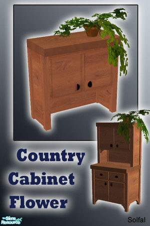 Sims 2 — Country Cabinet Flower by solfal — Flower colour option for the country cabinet