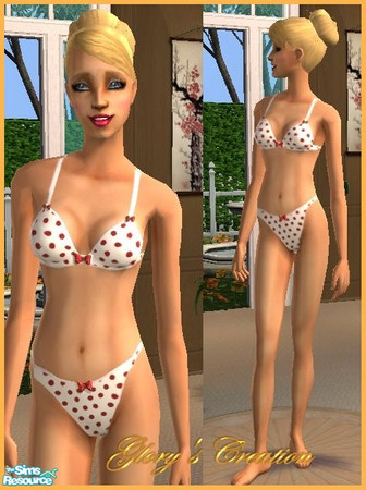 Sims 2 — AYAF-Red Polka Dots Undies by GloryBe — Red Polka Dots Undies for adults and young adults.
