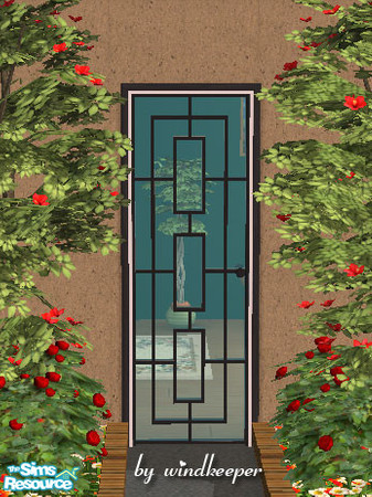 Sims 2 — Sato door - black by Windkeeper — Black and white recolor of "Sato door" from this set. Requires that