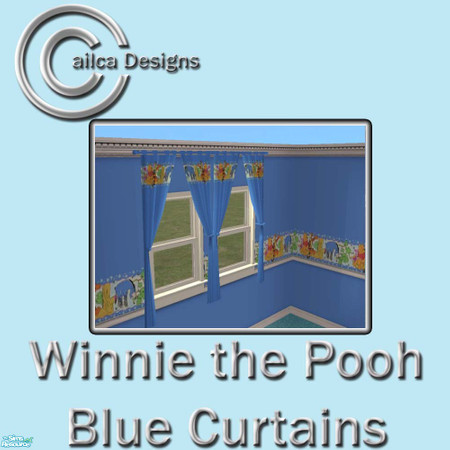 Sims 2 — Winnie the Pooh Blue Curtains by Cailca — A Bedroom/Nursery set in blue. To Match my Winnie the Pooh Walls.