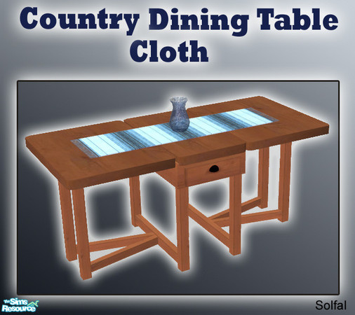 Sims 2 — Country Dining Table Cloth by solfal — Blue stripe colour option for the country dining table