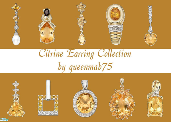 Sims 2 — Citrine Earring Collection by queenmab75 — Citrine earrings for your Sim!