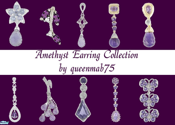 Sims 2 — Amethyst Earring Collection by queenmab75 — Amethyst earrings for your Sim!