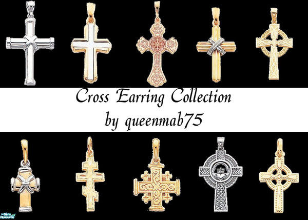 Sims 2 — Cross Earring Collection by queenmab75 — A set of cross earrings for your Sims!