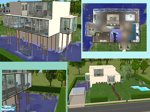 Sims 2 — Modern Hillside by linegud — Love the modern and clean cut design? This is the house for you. Most suited for