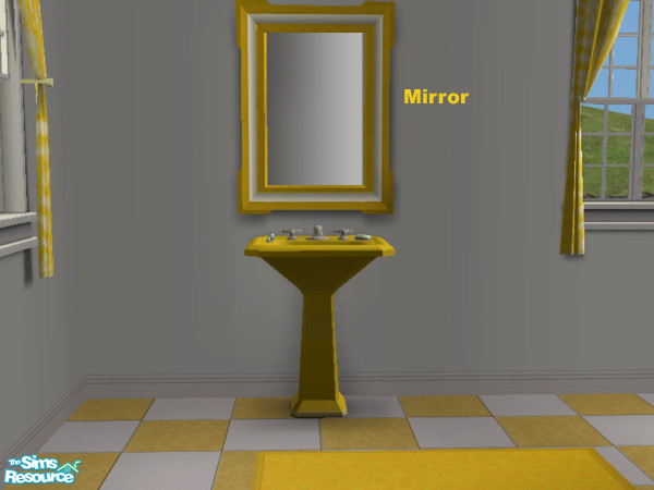 Sims 2 — Basic Yellow And White Mirror by lmosca — A golden yellow and white mirror. Part of the Basic Yellow And White