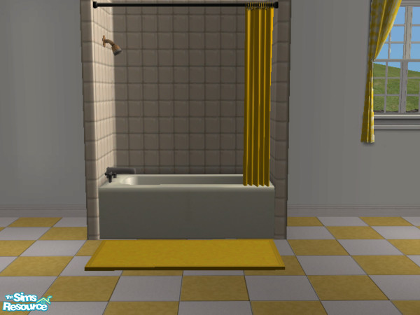 Sims 2 — Basic Yellow And White Aqua Plus by lmosca — Golden yellow shower curtains for the white AquaPlus. Goes with the