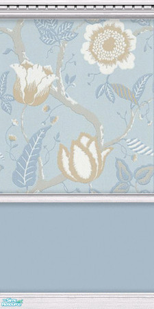 Sims 2 — IMAGINE - Wall by Snowbelle — Set of walls and floors with duck egg blue, beige and white floral pattern. Thanks