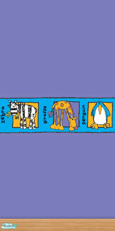 Sims 2 — Animals Wall  Purple by Snowbelle — Wall set featuring an animal border, available in four colours, orange,
