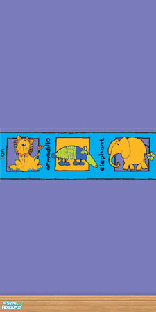 Sims 2 — Animals Wall  Purple by Snowbelle — Wall set featuring an animal border, available in four colours, orange,