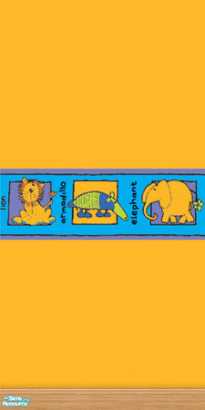 Sims 2 — Animals Wall  Orange by Snowbelle — Wall set featuring an animal border, available in four colours, orange,