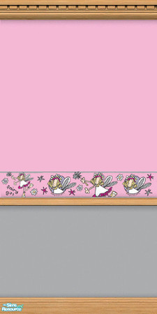 Sims 2 — Fairy Girl by Snowbelle — A set of pink walls featuring a fairy border.