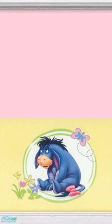 Sims 2 — Pastel Eeyore by Snowbelle — A set of pastel pink, blue and lemon walls featuring Winnie, Piglet, Eeyore and