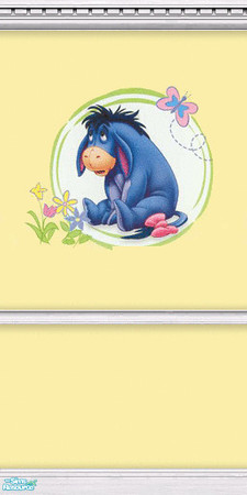 Sims 2 — Pastel eeyore by Snowbelle — A set of pastel pink, blue and lemon walls featuring Winnie, Piglet, Eeyore and