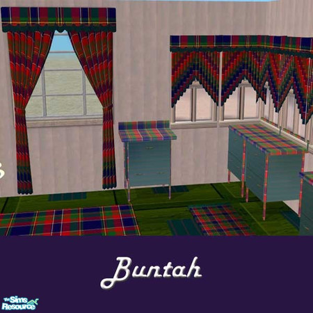 Sims 2 — Krazy Plaid Kitchen Curtains by buntah — This is part of my Krazy Plaid Kitchen set.