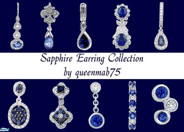 Sims 2 — Sapphire Earring Collection by queenmab75 — Sapphire earrings for your Sims!