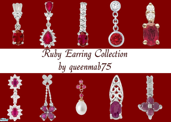 Sims 2 — Ruby Earring Collection by queenmab75 — A collection of ruby earrings for your Sims.
