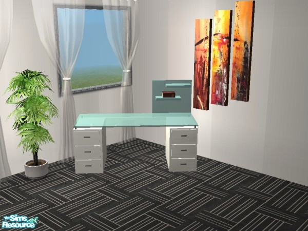 Sims 2 — Affaire Office White Desk by Funny2401 — Affaire Office White Recolor. Mesh also available at TSR and on my Site