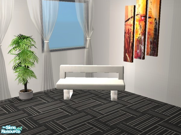 Sims 2 — Black & White Office Cairo Sofa by Funny2401 — Bookcase , Endtable , Lamp (Reception) , Lamp , Armchair ,
