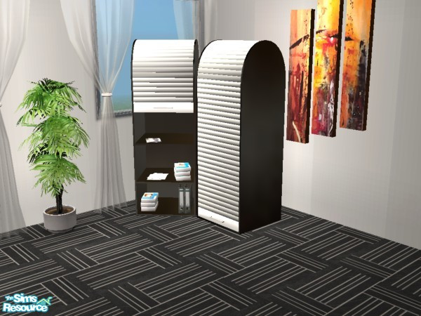 Sims 2 — Black & White Office Cairo Filingcabinet by Funny2401 — Bookcase , Endtable , Lamp (Reception) , Lamp ,