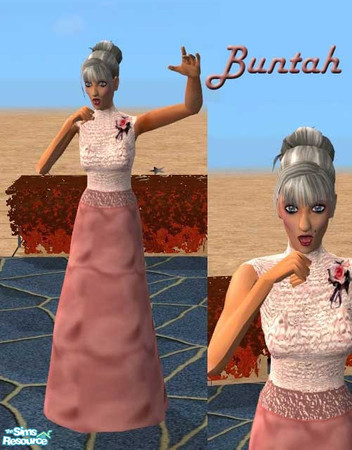 Sims 2 — Pink Satin with a Corsage by buntah — This requires my Gorgeous Gram mesh which you can get from the link below.