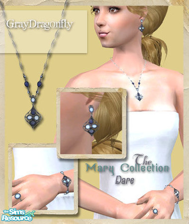 Sims 2 — The Mary Collection - Dare by GrayDragonfly — Full jewelry set includes earrings, a necklace, a bracelet, and a